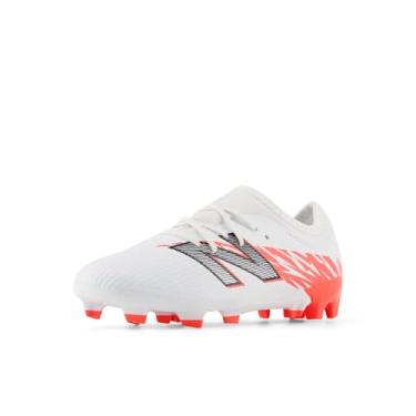 Imagem de New Balance Tênis de futebol infantil unissex Furon Team V8 Fg, Branco/vermelho energético/preto, 10.5 Little Kid