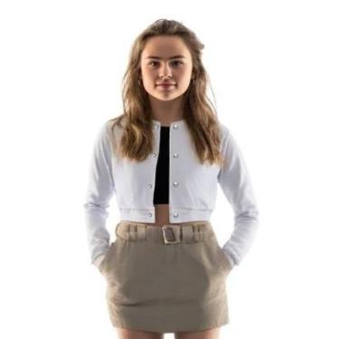 Imagem de Jaqueta Cropped Calttony Moletom Casual Lisa Feminina-Feminino