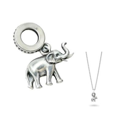 Imagem de ZGGAZCA Berloque de elefante banhado a cobre S925 pingentes de prata para pulseiras, berloques de contas de animais para pulseira e colar, joias fofas de elefante para mulheres, mãe, filha, amiga