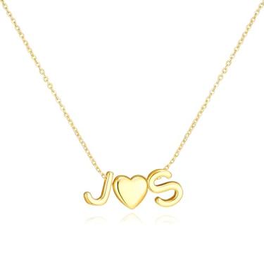 Imagem de adoyi Colares com inicial para mulheres, banhado a ouro 14 quilates, com letras de bolhas, colar delicado coração A-Z, colar com pingente de inicial, presentes de aniversário para mulheres, joias, 14