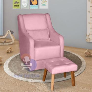 Imagem de Poltrona para Amamentação Glamour com Puff e Almofada - SMF Decor, Ros