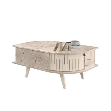 Imagem de Mesa de Centro Retangular Indianapolis 2 Portas Off White e Calacata