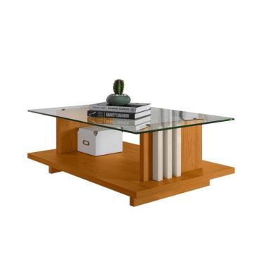 Imagem de Mesa de Centro Retangular Frizz Cinamomo e Off White