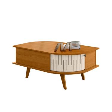 Imagem de Mesa de Centro Retangular Indianapolis 2 Portas Cinamomo e Off White