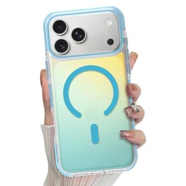 Imagem de Bonoma Capa magnética para iPhone 17 Pro 2025 【Suporte para Magsafe】 Protetor de câmera iridescente a laser com glitter brilhante à prova de choque - Verde