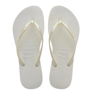 Imagem de Chinelo Havaianas Slim Básica Branca, 35/36, Branco