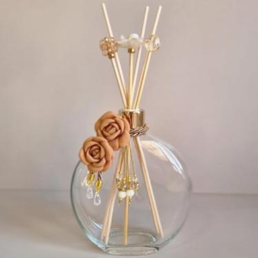 Imagem de Garrafa para Difusor de Ambientes 550ml com Varetas – Vidro Decorado para Aromatizador 550ml(Terracota com Dourado)