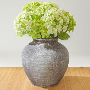 Imagem de RIKBVOM Vaso de flores de cerâmica, decoração de casa, vasos decorativos vintage rústicos de 15,7 cm, vasos de flores boho de terracota de cerâmica para mesa de jantar, sala de estar, prateleira