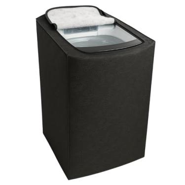 Imagem de Capa Para Maquina De Lavar Brastemp Eletrolux Consul 12kg 13kg 14kg 15kg 16kg 17kg Impermeável Com Zíper (Preta, G)