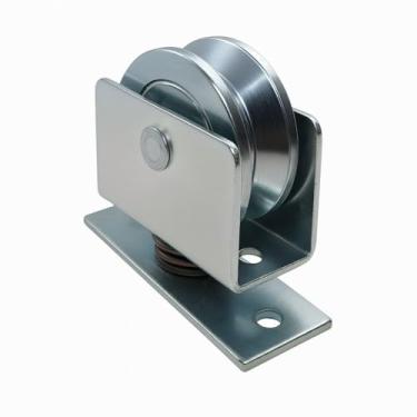 Imagem de Roldana Giratória de Aço Reforçada para Portão em U - Zincado Branco (Canal 1/2)