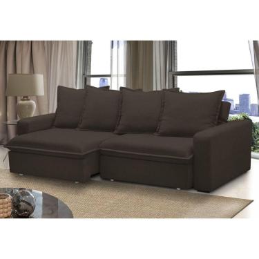 Imagem de Sofá Retrátil e Reclinável 3 Lugares 215cm Molas Espirais e Molas Ensacadas Vicenza Marrom