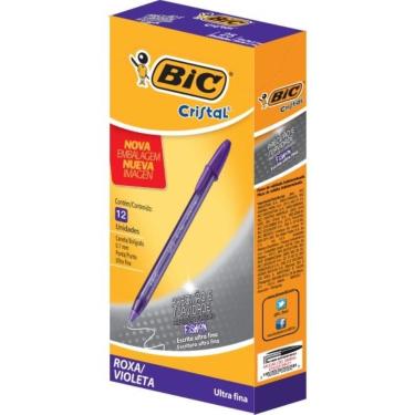 Imagem de Caneta Esferográfica Cristal Fashion Fine Roxa 12un - Bic