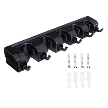 Imagem de Baoblaze Suporte de parede para vassouras, organizador de garagem para ferramentas, organizador para utensílios de jardim e cozinha, ideal para, Preto