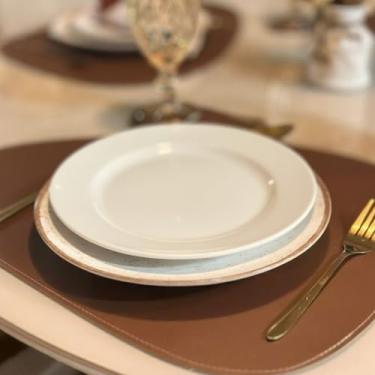 Imagem de Jogo Americano 6 Peças Sousplat de Mesa Sintético Dupla Face para Decoração da Mesa (CARAMELO/PRETO,JOGO COM 8 PEÇAS)