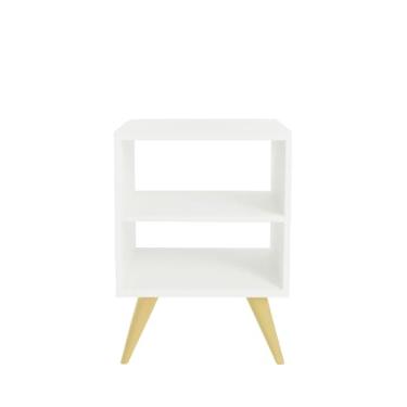 Imagem de Mesa de Cabeceira Retrô com Nicho, Estilo Moderno para Quarto, Decoração com Prateleiras Abertas, Pés Inclinados