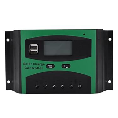 Imagem de Controlador de carga solar 12V 24V PWM Regulador de carregamento solar com portas USB duplas Tela LCD para baterias AGM GEL à prova d'água IP32 para uso doméstico industrial (40A)