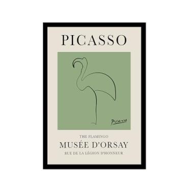 Imagem de Impressão em tela verde sálvia Pablo Picasso animais esboço arte de parede gato cão pássaro cavalo impressão linha abstrata desenho pôsteres para quarto casa escritório decoração (SKU7,8x30,5 cm = (20