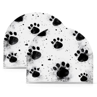 Imagem de Wassud Porta-guardanapos de acrílico preto com estampa de pata, dispensador moderno de guardanapo de papel em forma de U para mesa, cozinha, sala de jantar, bancada 2 peças (comporta 50-60 guardanapos