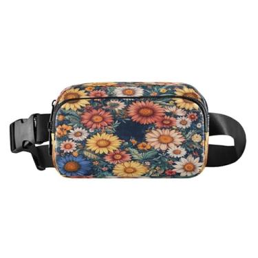 Imagem de CEBUGI Pochetes de caminhada para homens e mulheres, pochetes de aquarela florais modernas resistentes à água com cinto ajustável para treino, viagem, corrida