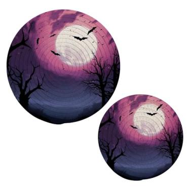 Imagem de Wassud Conjunto de trivet florestal enluarado para pratos quentes, suportes redondos de algodão, almofadas quentes, porta-copos elegantes, decoração de cozinha e acessórios, 2 peças