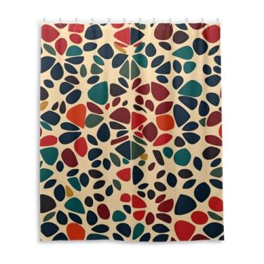 Imagem de WELLDAY Cortina de chuveiro vintage seixos decoração de banheiro tecido impermeável com ganchos 152 x 182 cm