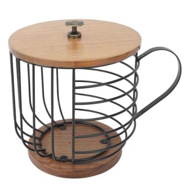 Imagem de Organizador do suporte da cápsula de café, organizador do suporte dos copos de café da grande capacidade, cesta de armazenamento do café do fio para a barra de café do escritório (Preto com tampa)