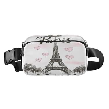 Imagem de CEBUGI Mini pochetes de caminhada para homens e mulheres, moda Torre Eiffel, resistente à água, com cinto ajustável para treino, viagem, corrida