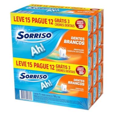 Imagem de Sorriso Creme Dental Clareador Dentes Brancos 180g 15 unidades