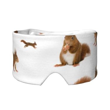 Imagem de Linda máscara para dormir com estampa de esquilo para olhos e orelhas, respirável, ajustável, blecaute, venda, confortável