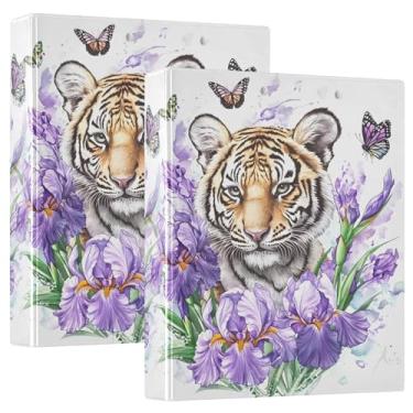 Imagem de Burbuja Fichário com 3 anéis de 3 argolas de íris roxas para trabalho de escritório, fichário de anel aberto D serve para papel tamanho carta com visão clara, 2 bolsos, pacote com 2