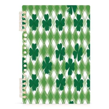 Imagem de Burbuja Caderno xadrez St. Patrick Clover, papel pautado universitário A5 com 60 folhas, fichário para escritório, 1 pacote