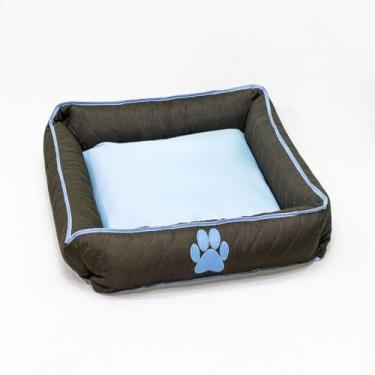 Imagem de Caminha Cães e Gatos Nick Grande Quadrada Impermeável Azul Bebê e Marrom