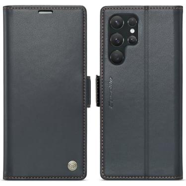 Imagem de WJXEXRS Capa carteira para Samsung Galaxy S24 Ultra, elegante capa flip de couro PU com [bloqueio RFID] [suporte para cartão] [função de suporte] capa protetora à prova de choque para Samsung Galaxy