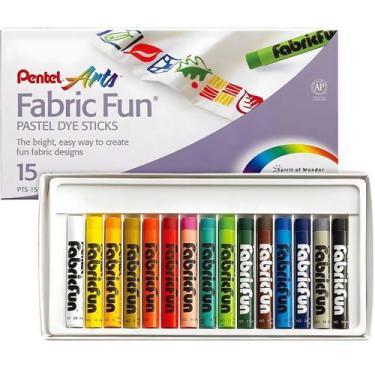 Imagem de Giz Pastel Pintura Tecido Pentel 15 Cores Fabric Fun Desenha Tecnica p