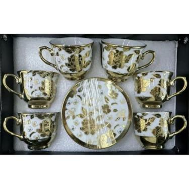 Imagem de Xícara de café/cha kit com 6 conjunto (12 peças) de Cerâmica em porcelana(Xicara D163-1/6 conjunto)