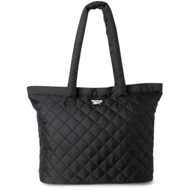 Imagem de Reebok Sacola feminina acolchoada leve e acolchoada para mulheres - Bolsas de ombro femininas casuais, Preto acolchoado, One Size