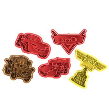 Imagem de Cortador Biscoito Molde Forma CARROS RELÂMPAGO MCQUEEN Marcador Carimb