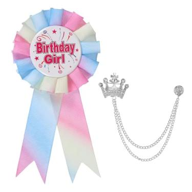 Imagem de PATIKIL Alfinete de aniversário IT'S MY, alfinetes de crachá de fita de prêmio de tecido de cetim e broche de corrente pendurada em coroa para decoração de festa de aniversário, One Size, Liga de aço