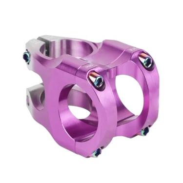 Imagem de Mesa de guidão Power Stem para mountain bike, 35 mm de comprimento, 0 graus, para bicicleta de estrada, 31,8 mm de comprimento, compatível com guidões de bicicleta de 31,8 mm.(Purple-Gray)