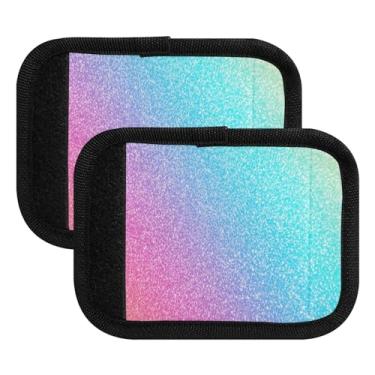 Imagem de Marcadores de bagagem coloridos com glitter, alça de envoltório, alça para bagagem de viagem no aeroporto, mala de viagem, mala, carrinho, pacote com 2