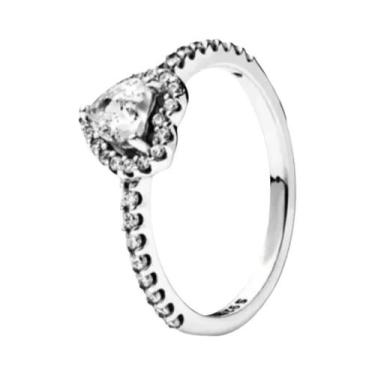 Imagem de Anel Em Forma De Coração Com Pedra Vermelha Em Prata Esterlina 925 Cor