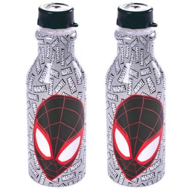 Imagem de Kit 2 Garrafinha Homem Aranha 500ml com Tampa Plasútil Infantil