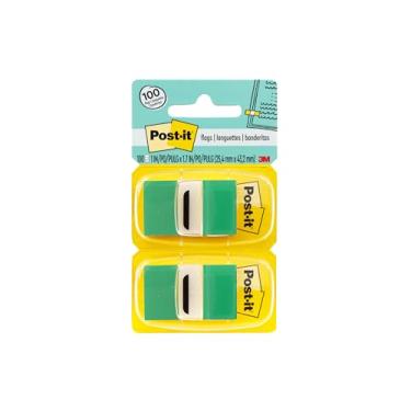Imagem de Post-it Bandeiras pacote valor, 50/dispensador, 12 dispensadores/pacote, 2,54 cm de largura, verde (680-GN12)