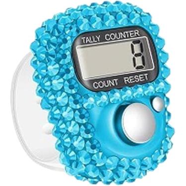 Imagem de Zenarao Contador de cliques de dedo portátil, contagem digital com visor LCD e função de reinicialização, golpe de golfe, rastreamento de inventário, treinamento esportivo, contagem de pessoas (azul