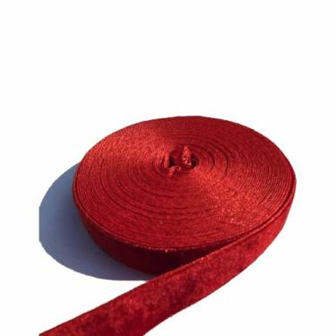 Imagem de FAYADA Fita de veludo vintage de 10 metros para árvore de Natal, embrulho de presente, buquê de flores, decorações de guirlanda, fabricação de laço, costura (vermelha, 1,5 cm (5/8 polegadas)