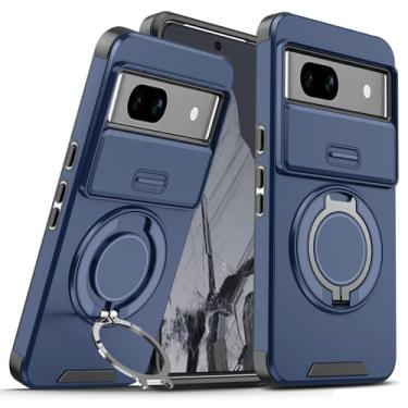 Imagem de Anlalish Capa compatível com Google Pixel 7 Pro com suporte, capa de telefone resistente à prova de choque para Google Pixel 7 Pro com capa de câmera (azul)