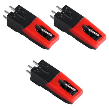 Imagem de 3 cartuchos de toca-discos universais, cartuchos de vinil para toca-discos de substituição para toca-discos para fonógrafo LP, Victrola, ION, Crosley