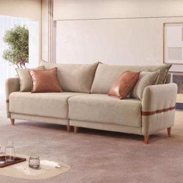 Imagem de Sofá Living Canela 4 Lugares 245 cm Linho - Lufer Estofados