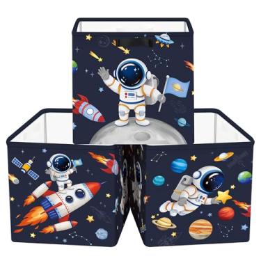 Imagem de Clastyle 3 unidades de armazenamento de cubo espacial cósmico caixa de estrelas Kallax para prateleiras, cestas de armazenamento para pais, para livros, roupas, organizador de brinquedos, planeta, 30