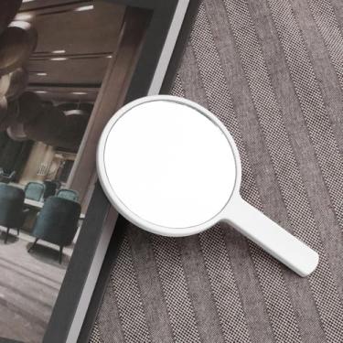 Imagem de Espelho portátil, espelho compacto com alça ajustável, mini espelho dobrável para maquiagem, espelho de mão profissional com orifício para pendurar, espelho portátil multiuso de viagem de um lado para